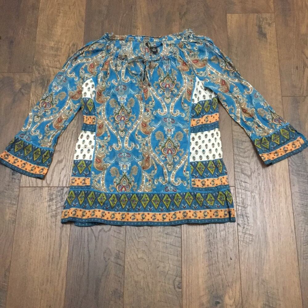 Lucky Brand peasant paisley boho top